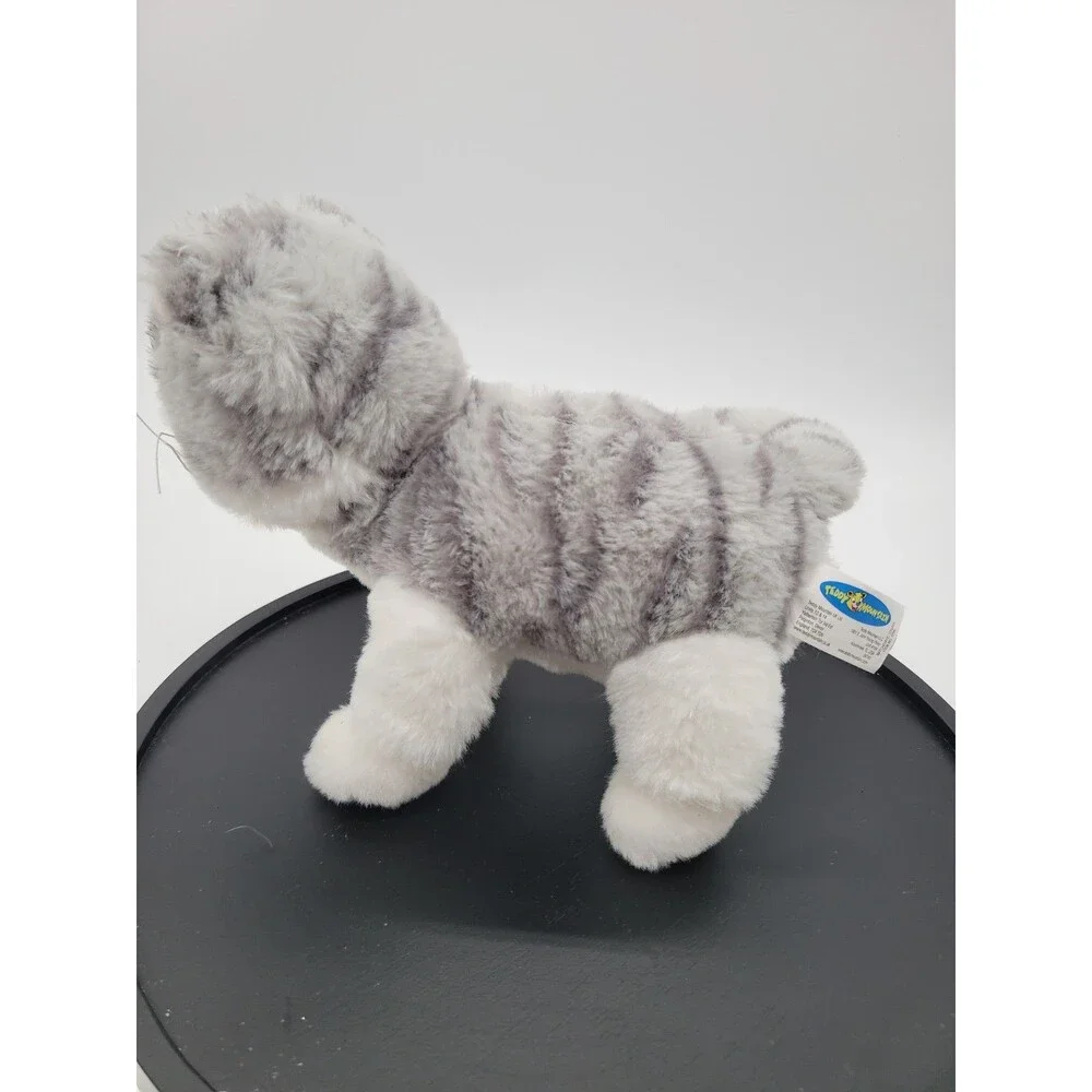 Teddy Mountain  Striped Gray Cat Tabby   Stuffed Animal Toy Plush 8”